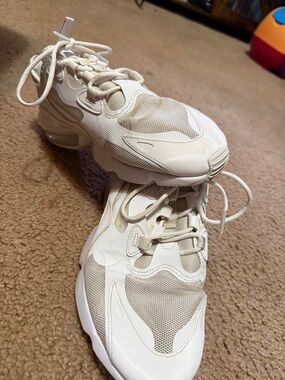 Chunky White Mesh and Leather Sneakers